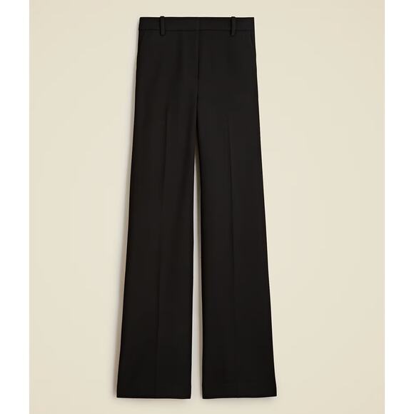 J.Crew Wide Leg Trouser Pants WMNS 4 Black Four-Season Stretch Carreman Hi-Rise - Picture 2 of 8